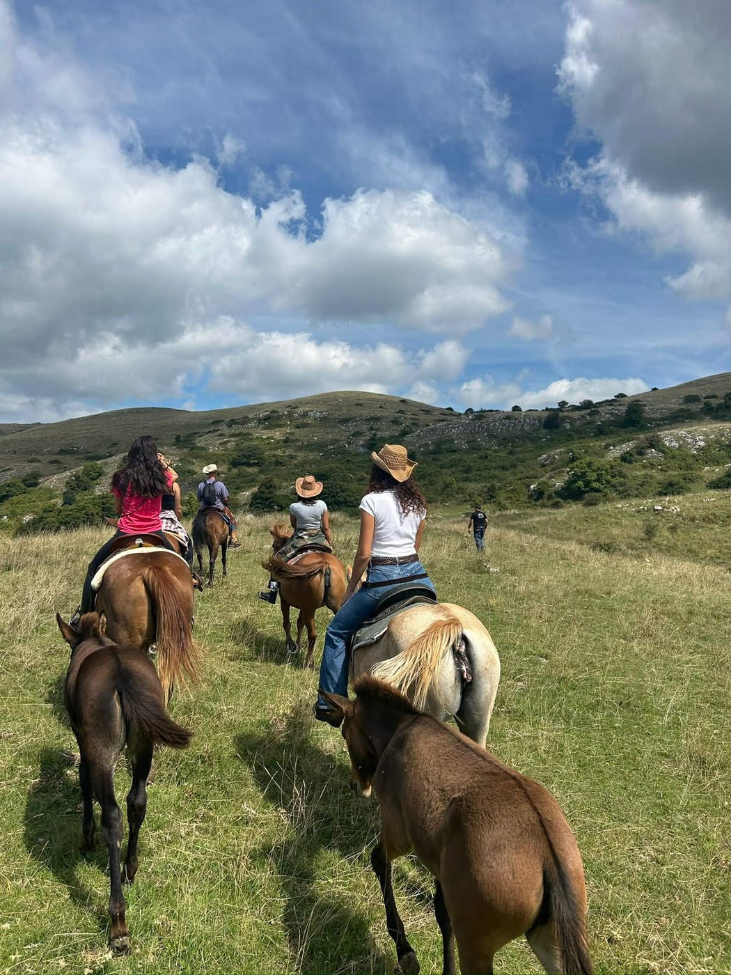 Gruppo a cavallo con i puledri